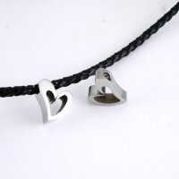 geschwungenes Herz, Anhänger, Großloch Perle, Edelstahl 3mm (K/7-B2)