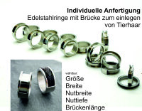 Edelstahl-Ring mit Nut und  Brücke zum Einlegen von Pferdehaar, individuelle Anfertigung