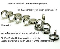 Edelstahl-Ring mit Nut und  Brücke zum Einlegen von Pferdehaar, individuelle Anfertigung