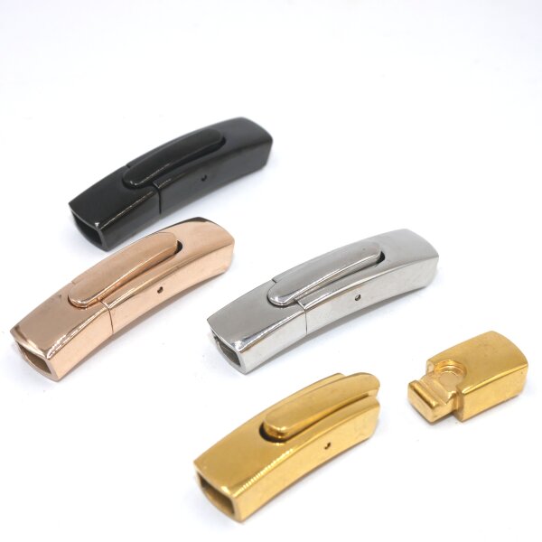 eckiger Schnappverschluß, innen: 6x4mm, Edelstahl  Natur, golden,schwarz rosé  (K34/A7+6)