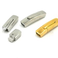 eckiger Schnappverschluß, innen: 6x4mm, Edelstahl  Natur, golden,schwarz rosé  (K34/A7+6)