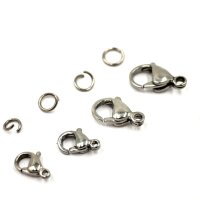 20 x Karabiner Edelstahl mit Öse, 4...