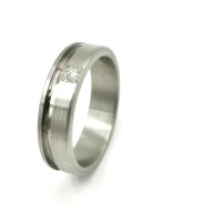 Edelstahl Ring mit Diamant für Pferdehaar mit Nut und Brücke