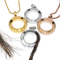 NEU  - Pferdehaaranhänger, Ringscheibe zum Einlegen von Pferdehaar Golden rosegold mattiert