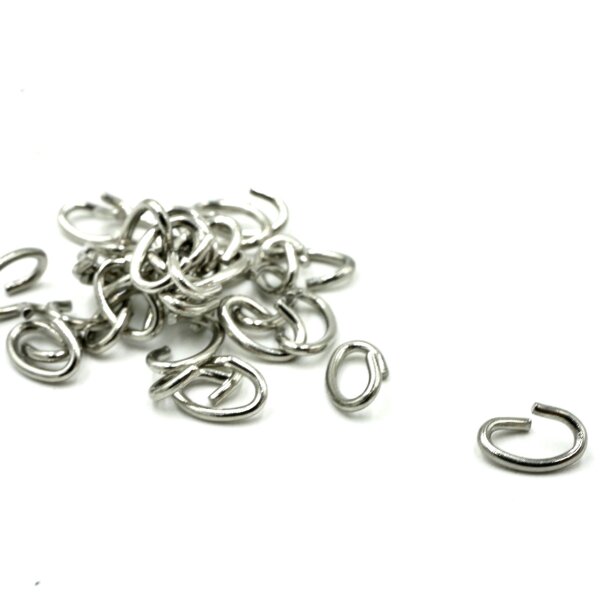 20 ovale Ösen, offen  Edelstahl Ringe, Binderinge 4x6mm 1mm oder 0,7mm  (K/5-D6)