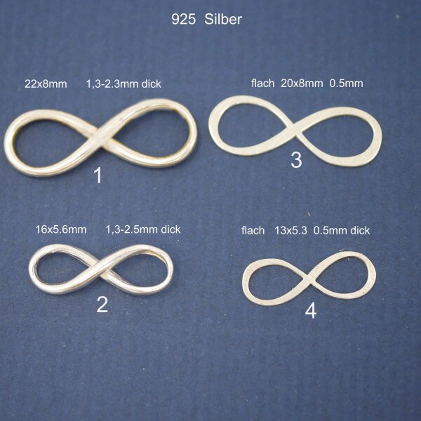Infinity Schleife, Silber 925, in 4 Größen erhältlich