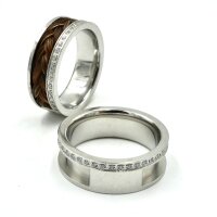 Ring mit Zirkonia für Pferdehaar mit Nut und...