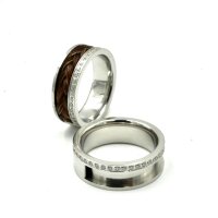 Ring mit Zirkonia für Pferdehaar mit Nut und Brücke in 12 Größen, K4 C1-C8