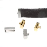 rechteckige Endkappe,  Edelstahl , natur,golden , innen 7x2.5mm, Gravuroption (K34/B8)