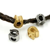 Hufeisen, Perle, 5mm innen Edelstahl,  natur  & Golden, Großlochperle, Motiv Perle (K21/D1)