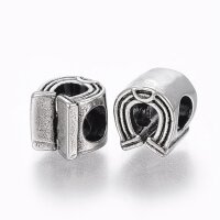 Hufeisen, Perle, 5mm innen Edelstahl,  natur  & Golden, Großlochperle, Motiv Perle (K21/D1)