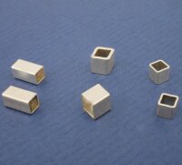kleine eckigen Hülsen,Zwischenteile  3x4 und 4x4mm ,925 Silber,  3 Variationen, 6 Stück je Design