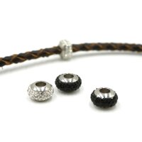 Strass-Großlochperle  6x10mm, innen: 4mm Edelstahl,...