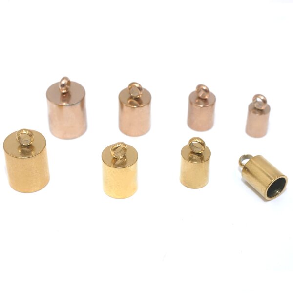 Endkappen 2 Stück 3-6 mm in golden, rosegold, Edelstahl von 3-6mm  zur Auswahl (K6/C1-6)