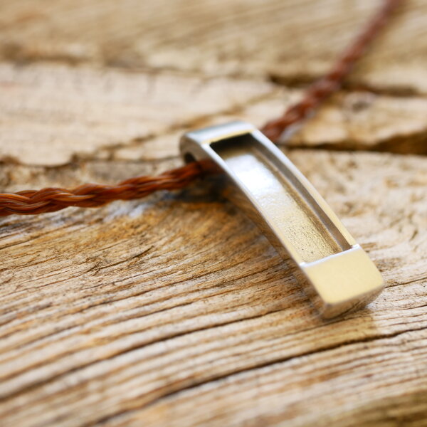 rechteckiger Anhänger für Pferdehaar zum Einlegen, Pferdehaarschmuck, modern und elegant, Edelstahl,
