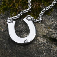 Hufeisen, Anhänger Edelstahl, mit Kette, zum Einlegen von Pferdehaar