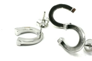 Hufeisen-Ohrstecker aus Edelstahl, zum Einlegen von Pferdehaar