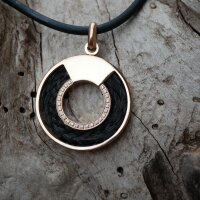 Anhänger mit Zirkonia, flache Scheibe, für das Einlegen von Pferdehaarschmuck,