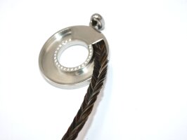 Anhänger mit Zirkonia, flache Scheibe, für das Einlegen von Pferdehaarschmuck,