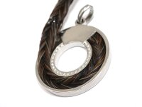 Anhänger mit Zirkonia, flache Scheibe, für das Einlegen von Pferdehaarschmuck,