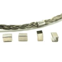 eckige 9mm, Hülse Edelstahl innen: 5x5mm, für Pferdehaar und Lederarmbänder (K/2-B7)