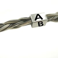 eckige 9mm, Hülse Edelstahl innen: 5x5mm, für Pferdehaar und Lederarmbänder (K/2-B7)