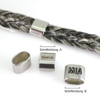 ovale Edelstahl-Hülse, natur oder gold innen: 3.5x7.5mm, Natur, Golden, Zwischenteil, Gravuroption (