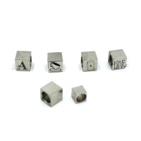 Würfel,  Kubus, Perle Edelstahl, 8mm + 6mm Großlochperle (K/7-c1)