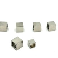 Würfel,  Kubus, Perle Edelstahl, 8mm + 6mm Großlochperle (K/7-c1)