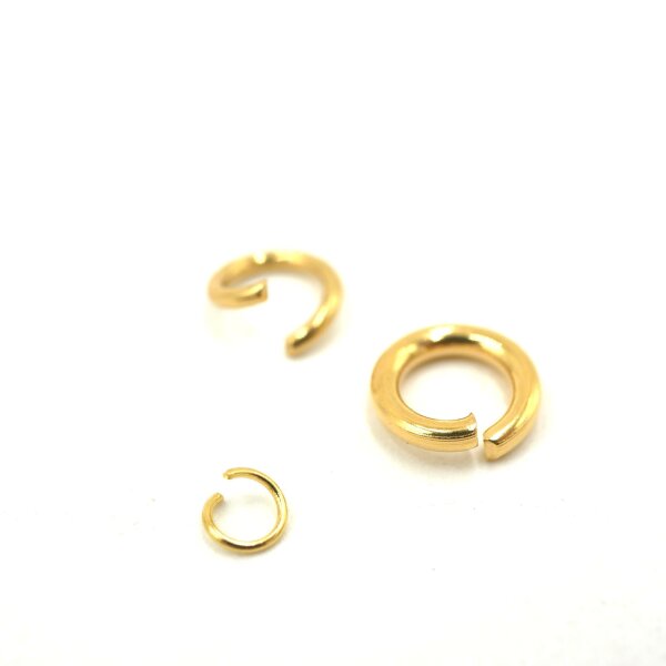 10x Öse, golden, Edelstahl Ring, 4 Variationen 8, 6, 5, 3mm (S1/C)