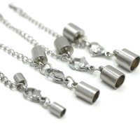 Edelstahl Set Karabiner mit Endkappe 1,3 bis 7mm, mit Verlängerung (K8/D