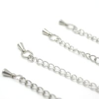 Edelstahl Set Karabiner mit Endkappe 1,3 bis 7mm, mit Verlängerung (K8/D