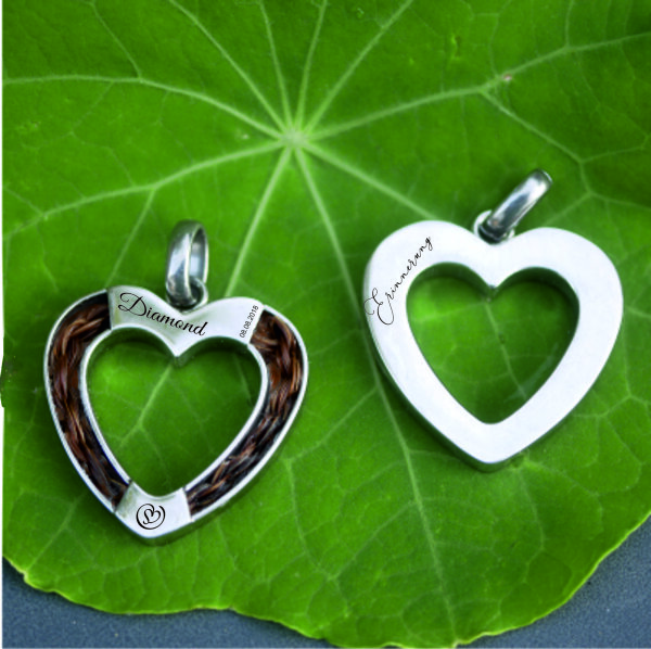 Herzanhänger mit Nut, Brücke & Zirkonia für Pferdehaar,  Edelstahl (K1/c5)