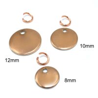 8, 10 oder 12mm runder Anhänger in Roségold...