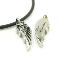 Titan-Flügel als Asche-Anhänger mit Gravur, Mini-Urne und Andenken-Schmuck K37/A2