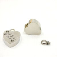 Herz, Anhänger mit Strass Pfote - Asche-Anhänger mit Gravur, Mini Urne & Andenken-Schmuck