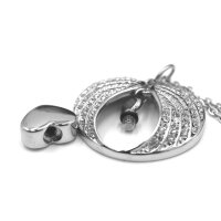 Flügel Strass mit extra Herz, Asche Anhänger mit Gravur, Mini Urne & Andenken  (37/A2)