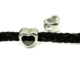 Herz  Glanz, Großlochperle mit Durchbruch, Edelstahl Modulperle, innen:5mm (K7/C5)