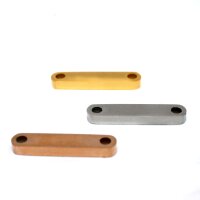 längliche polierte Gravurplatte Edelstahl mit 2 Löchern, Zwischenteil, Golden oder rosé (S1/E)