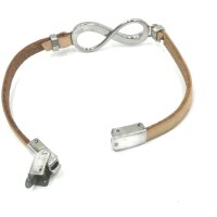 Armband Unendlichkeitsschleife, einzeln oder als Set  mit Ösen, Leder & Verschluss, Pferdehaar