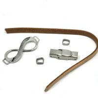 Armband Unendlichkeitsschleife, einzeln oder als Set  mit Ösen, Leder & Verschluss, Pferdehaar