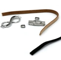 Armband Unendlichkeitsschleife, einzeln oder als Set  mit Ösen, Leder & Verschluss, Pferdehaar