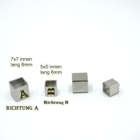 eckige Edelstahlhülse 8x8 oder 6x6mm  gravurfähig  (K 21 /C1