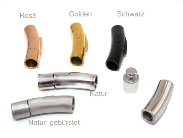 Schnappverschluß, Innen: 6mm, in rosé, Natur, golden, schwarz, Edelstahl mit Gravuroption (K/33-D5-8