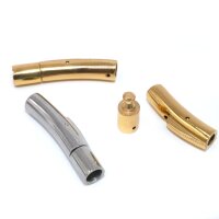 Schnappverschluß, Innen: 4mm, Edelstahl, natur, golden, mit Gravuroption (K/33-c7-8)