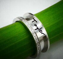 goldener Zirkonia Ring mit Nut, Edelstahl, für Pferdehaar in 9 Größen (K11/B6-8)-