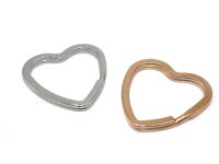Herzform -  Schlüsselring, 31mm , Edelstahl natur und Roségold , Splitring (K/8/A1-2)