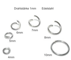 20x stabile Ösen, 1mm dick  Edelstahl Ringe,...
