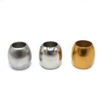 Olivenförmige Großlochperle mit 6,4mm Bohrung in natur, gebürstet und gold - gravurfähig,  (K7/A4