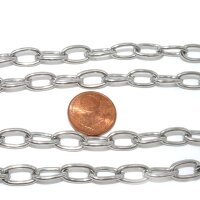 ovale große Gliederkette aus  Edelstahl  10x6x1.1mm,  unverschweißt  K15/B8